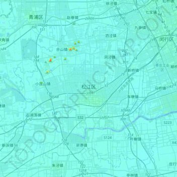 松江区 topographic map, elevation, terrain