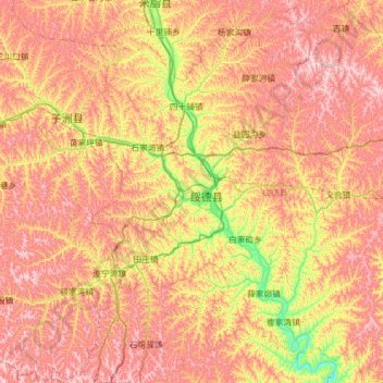 绥德县 topographic map, elevation, terrain