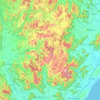 Gajapati District topographic map, elevation, terrain