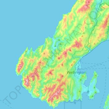 Wellington City topographic map, elevation, terrain
