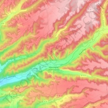 Allemagne-en-Provence topographic map, elevation, terrain