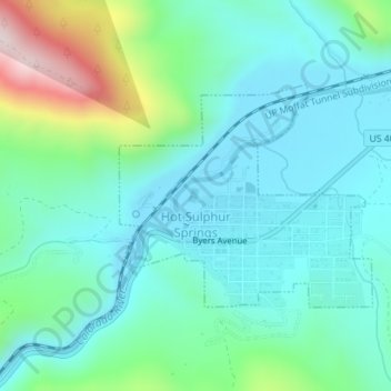 Hot Sulphur Springs topographic map, elevation, terrain