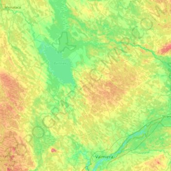Burtnieku novads topographic map, elevation, terrain