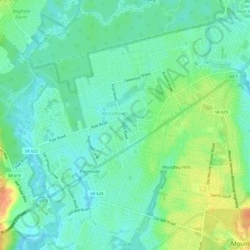 Woodlawn topographic map, elevation, terrain