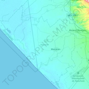 Mazatán topographic map, elevation, terrain