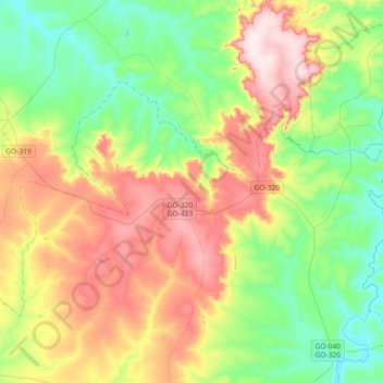 Joviânia topographic map, elevation, terrain