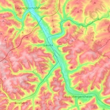 Lauda-Königshofen topographic map, elevation, terrain