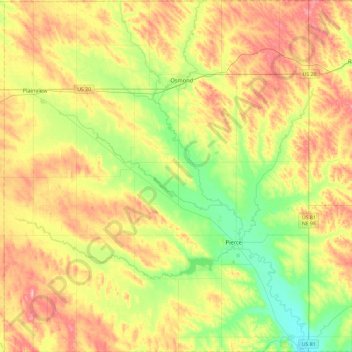 Pierce County topographic map, elevation, terrain