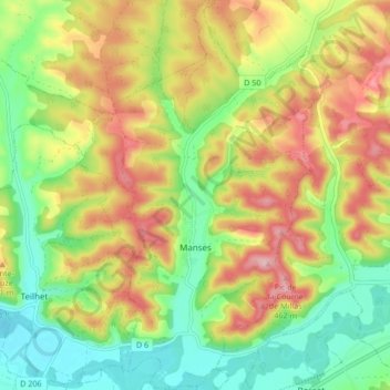 Manses topographic map, elevation, terrain