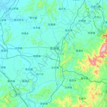 金溪县 topographic map, elevation, terrain