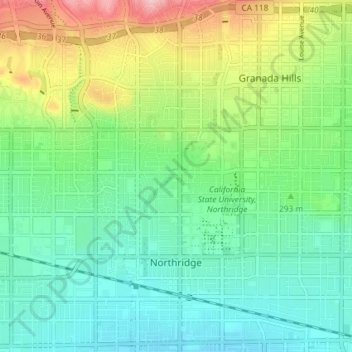 Northridge topographic map, elevation, terrain