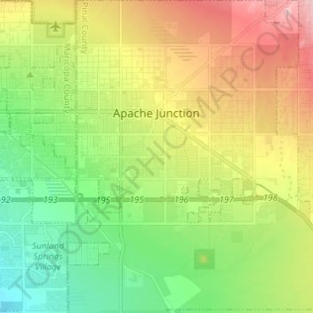 Apache Junction topographic map, elevation, terrain