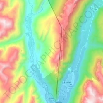 Hyder topographic map, elevation, terrain