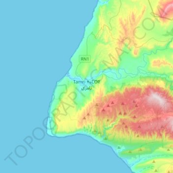 Tamri topographic map, elevation, terrain