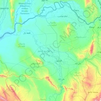 Kunduz Province topographic map, elevation, terrain