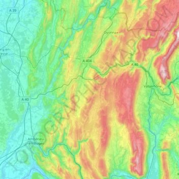 Haut-Bugey Agglomération topographic map, elevation, terrain