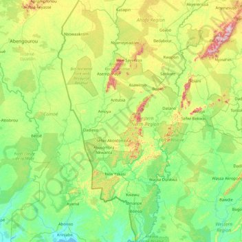 Western North Region topographic map, elevation, terrain