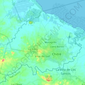 Distrito Chitré topographic map, elevation, terrain