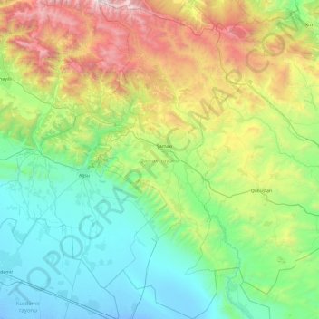 Shamakhi District topographic map, elevation, terrain