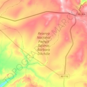 Reserva Nacional Pampa Galeras Bárbara D’Achille topographic map, elevation, terrain