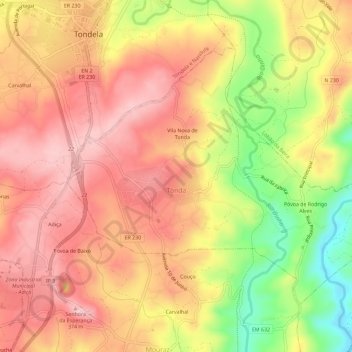 Tonda topographic map, elevation, terrain