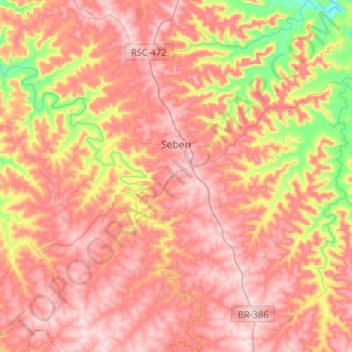 Seberi topographic map, elevation, terrain