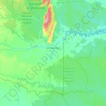 La Macarena topographic map, elevation, terrain