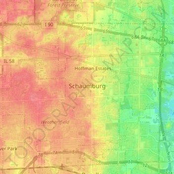 Schaumburg topographic map, elevation, terrain