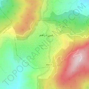 Ain Draham topographic map, elevation, terrain