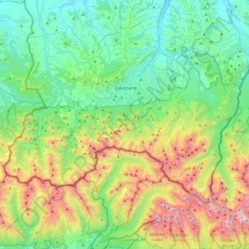 Tatra-Nationalpark topographic map, elevation, terrain
