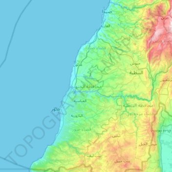 South Governorate topographic map, elevation, terrain