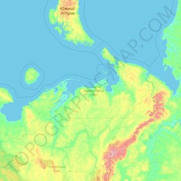 Nenets Autonomous Okrug topographic map, elevation, terrain