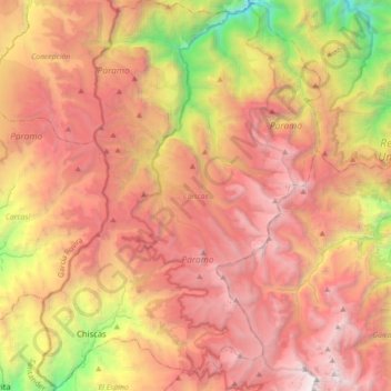 Chiscas topographic map, elevation, terrain