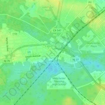 Lakehurst topographic map, elevation, terrain