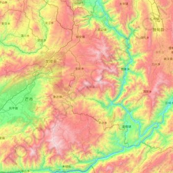 龙陵县 topographic map, elevation, terrain