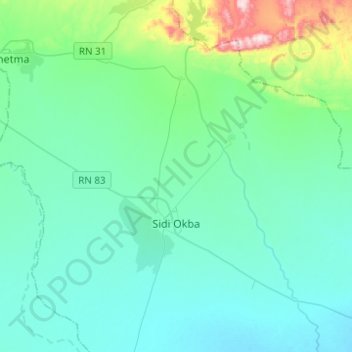 Sidi Okba topographic map, elevation, terrain