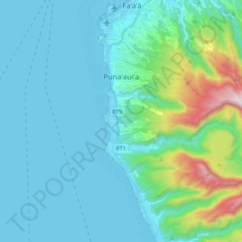 Punaʻauiʻa topographic map, elevation, terrain