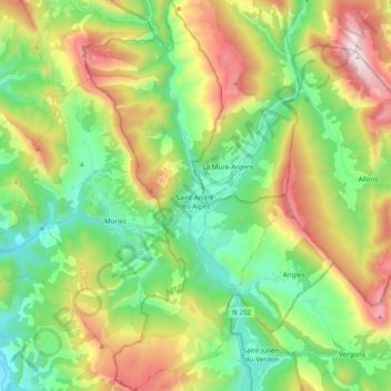 Saint-André-les-Alpes topographic map, elevation, terrain
