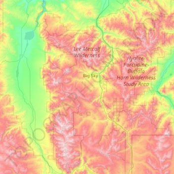 Lee Metcalf Wilderness Area topographic map, elevation, terrain