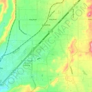 Loomis topographic map, elevation, terrain