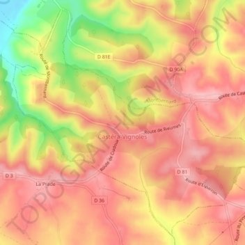 Castéra-Vignoles topographic map, elevation, terrain