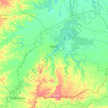 Ayapel topographic map, elevation, terrain