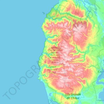 Isla Grande de Chiloé topographic map, elevation, terrain