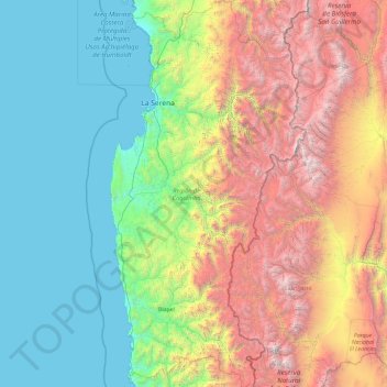 Coquimbo Region topographic map, elevation, terrain