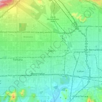 Rialto topographic map, elevation, terrain