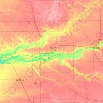 Miami County topographic map, elevation, terrain