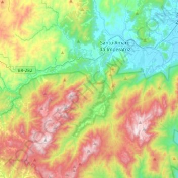 Águas Mornas topographic map, elevation, terrain