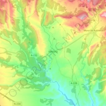 Valbona topographic map, elevation, terrain