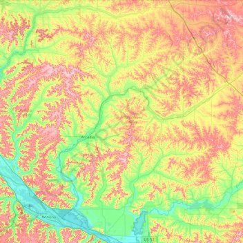 Trempealeau County topographic map, elevation, terrain