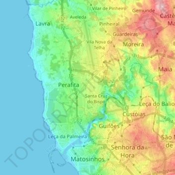 Matosinhos topographic map, elevation, terrain